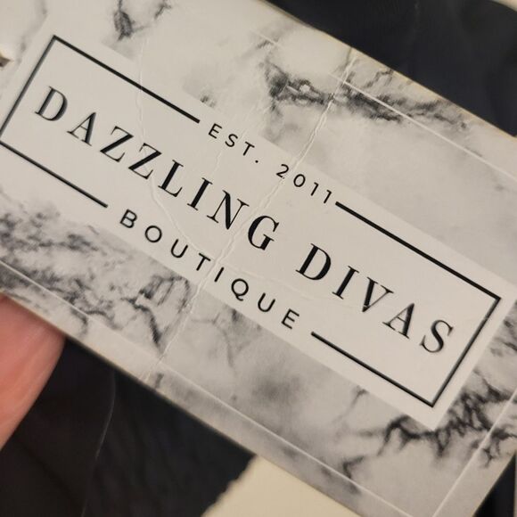 Dazzling Divas Black Smocked Crop Top Bow Tie Shoulders, L NEW - Picture 6 of 8